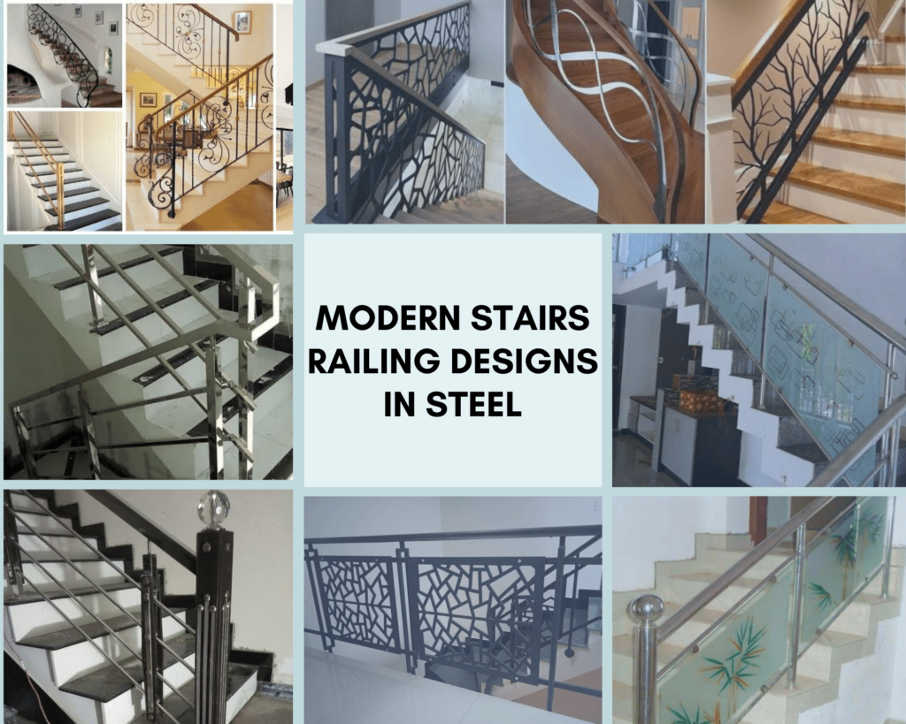 Modern stair railing designs in steel
